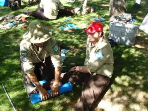 scenario practice during wilderness first aid training course