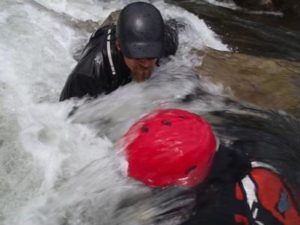 Mike Mather instructing a White water River Rescue Certification